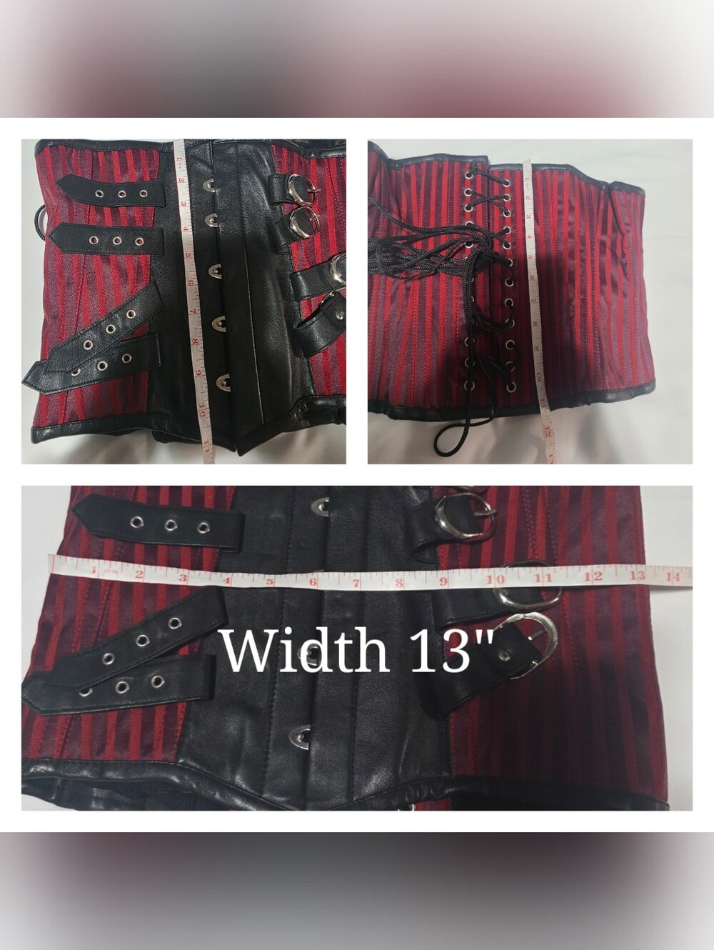 Steel Boned Underbust Corset Red Black Striped Gothic Victorian Size 28 - Picture 8 of 8